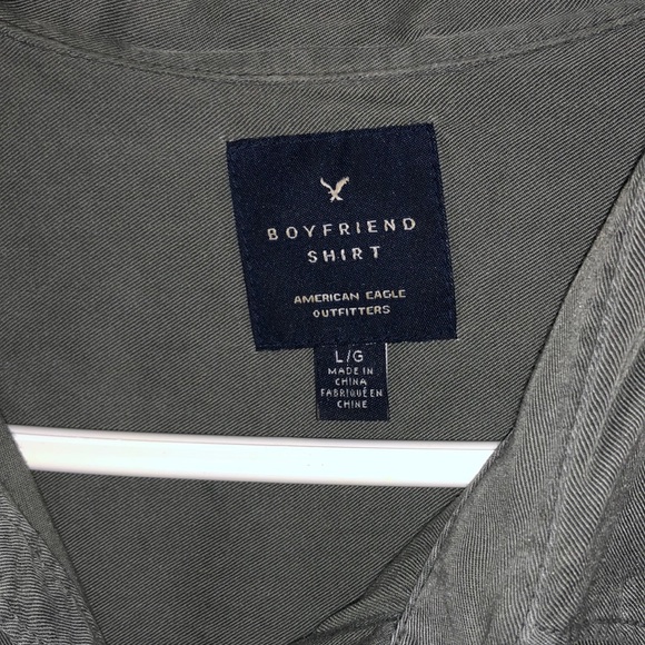 American Eagle army green Boyfriend Shirt LG - Picture 2 of 4